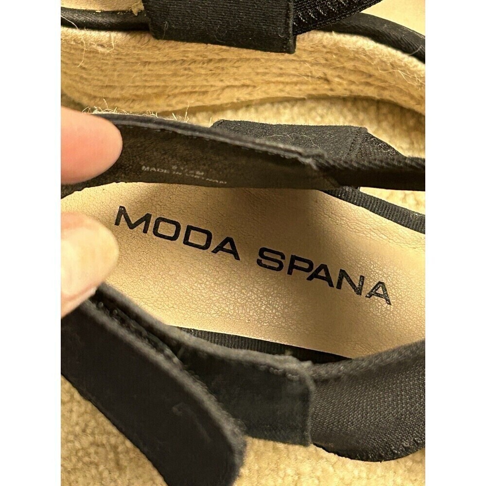 MODA SPANA Espadrilles Wedge Sandal Black Womens 8.5 Slingback Shoes Peep Toe - Picture 5 of 11